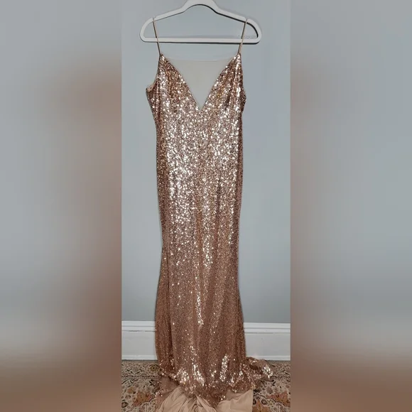 womens gold velvet dress Scarlet Navy Sequin Cold Shoulder Gown by Theia Couture